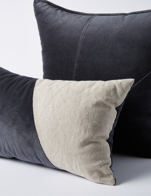 M&Co Valencia Velvet Lumbar Cushion, Iron product photo View 03 L
