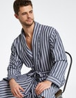 Mazzoni Woven Cotton Striped Robe, Grey & White product photo View 04 S