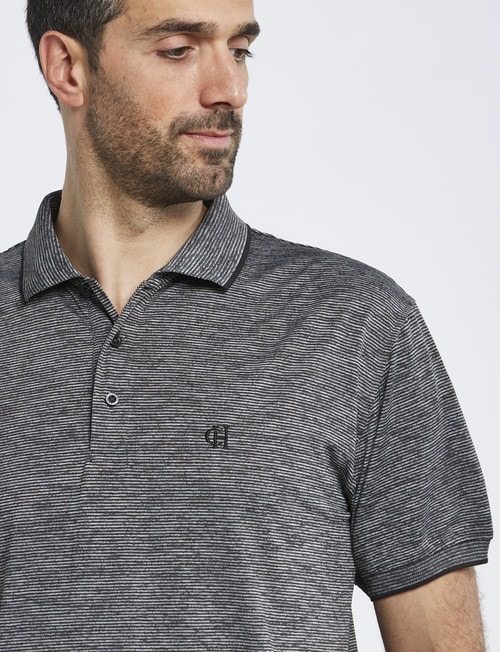 Chisel Stripe Quick Dry Polo, Black product photo View 04 L