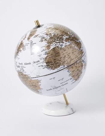 M&Co Marble Globe, White & Bronze product photo