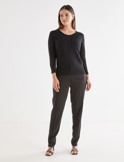 Oliver Black 3/4 Sleeve Crew Neck Cardigan, Black product photo View 03 L