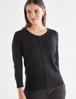 Oliver Black 3/4 Sleeve Crew Neck Cardigan, Black product photo View 04 S