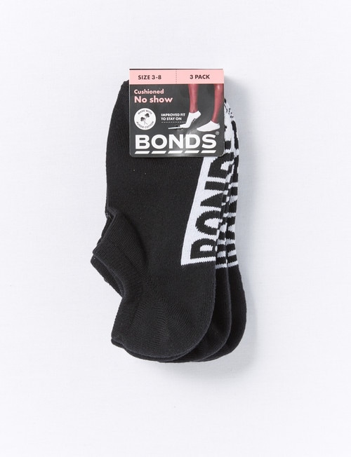 Bonds Logo No Show Sock, 3-Pack, Black product photo View 02 L