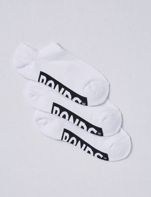 Bonds Logo No Show Sock, 3-Pack, White product photo
