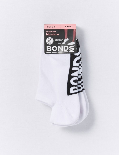 Bonds Logo No Show Sock, 3-Pack, White product photo View 02 L