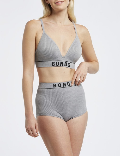 Bonds Retro Rib Wirefree Tee Bra, Grey Marle product photo View 03 L