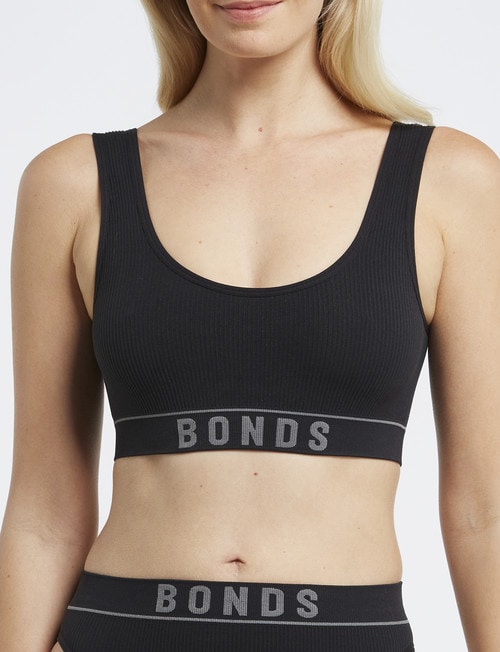 Bonds Retro Rib Scoop Crop, Black product photo