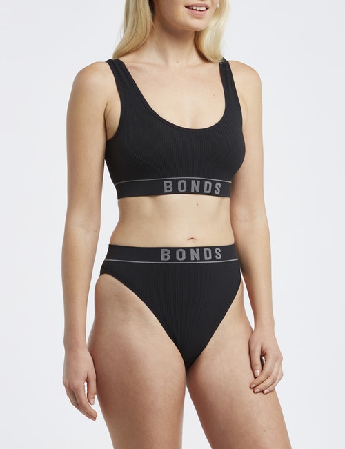 Bonds Retro Rib Scoop Crop, Black product photo View 03 L