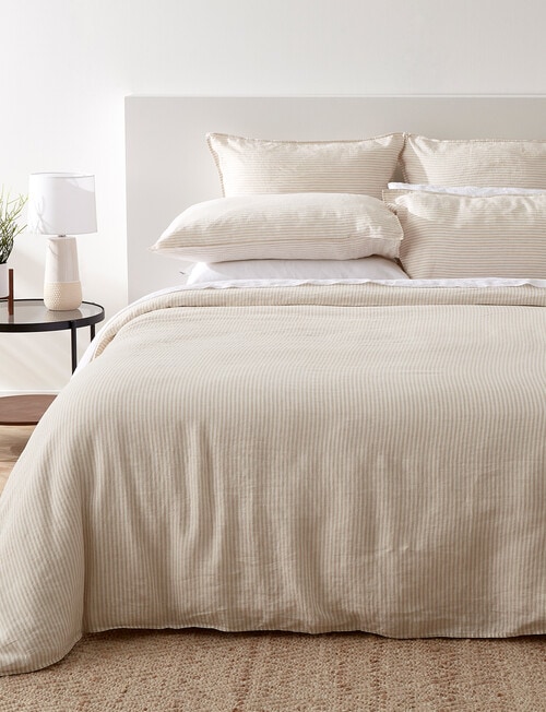 Kate Reed Abby Linen Stripe Duvet Cover Set, Natural product photo