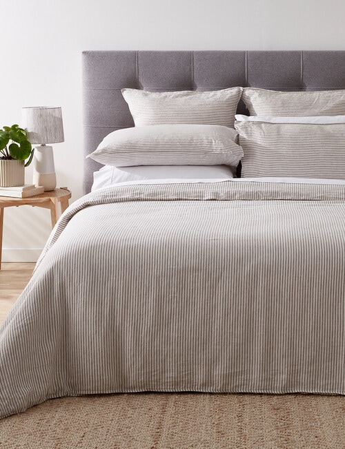 Kate Reed Abby Linen Stripe Duvet Cover Set, Grey product photo