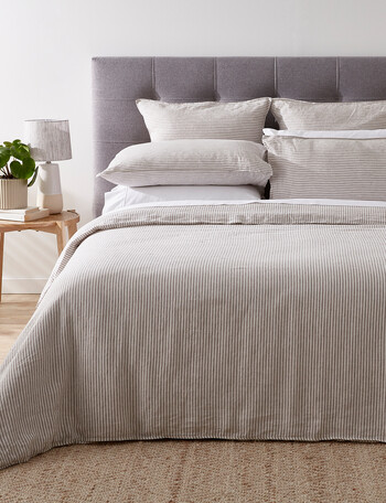 Kate Reed Abby Linen Stripe Duvet Cover Set, Grey product photo