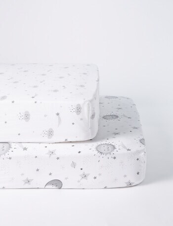 Teeny Weeny Happy Stars Cot Fitted Sheet, Set-of-2 product photo