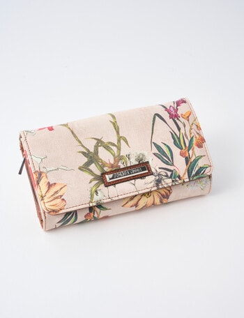 Pronta Moda Digital Floral Print Large Flap Wallet, Pink product photo