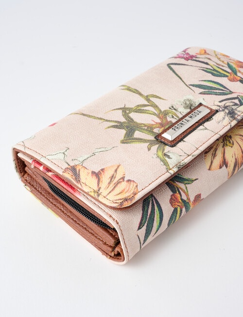 Pronta Moda Digital Floral Print Large Flap Wallet, Pink product photo View 05 L