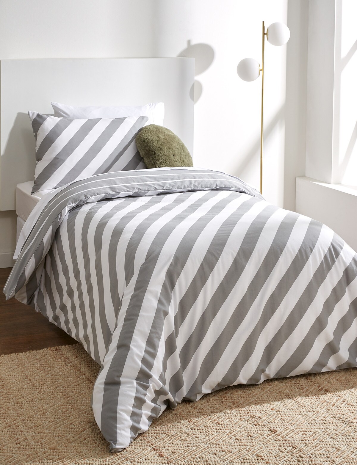 Mac & Ellie Charlie Duvet Cover Set, Grey, King Single Duvet Covers