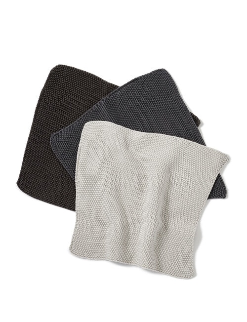 Capital Kitchen Knitted Dish Cloth, Grey, Set of 3 product photo View 03 L