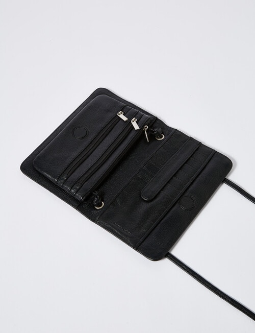 Carte Leather Small Flap Cross-Body Bag, Black product photo View 02 L