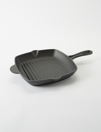 SouthWest Pre-Seasoned Cast Iron Grill Pan, 26cm product photo