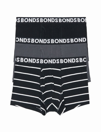 Bonds Everyday Stripe Trunk, 3-Pack, Black & Grey product photo