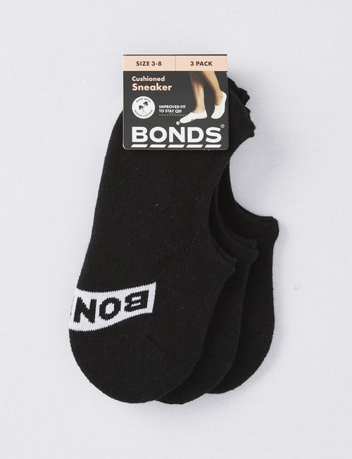 Bonds Logo Sneaker Sock, 3-Pack, Black product photo View 02 L