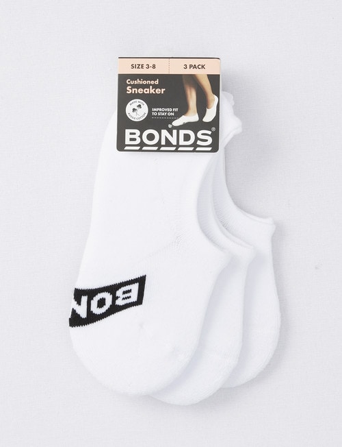 Bonds Logo Sneaker Sock, 3-Pack, White product photo View 02 L