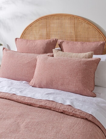 Haven Bed Linen Melange Linen Pillowcase Pair, Terracotta product photo