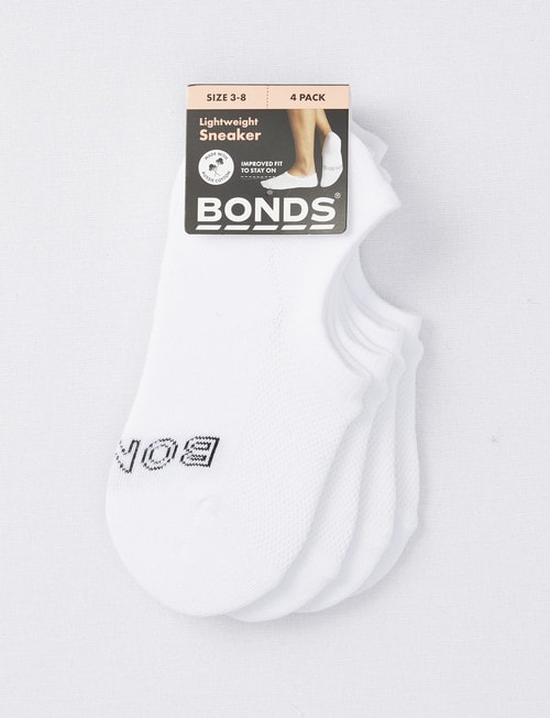 Bonds Logo Light Sneaker Sock, 4-Pack, White product photo View 02 L