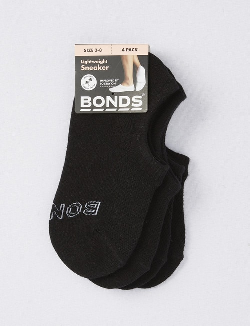 Bonds Logo Light Sneaker Sock, 4-Pack, Black product photo View 02 L
