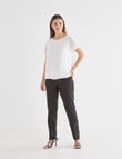 Oliver Black Short Sleeve Double Layer Top, Ivory product photo View 03 S