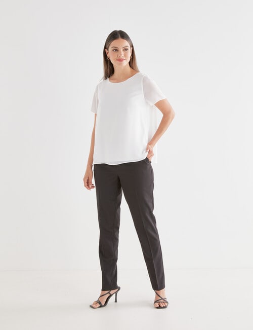 Oliver Black Short Sleeve Double Layer Top, Ivory product photo View 03 L