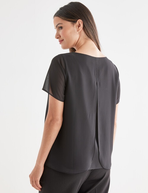 Oliver Black Short Sleeve Double Layer Top Black product photo View 02 L