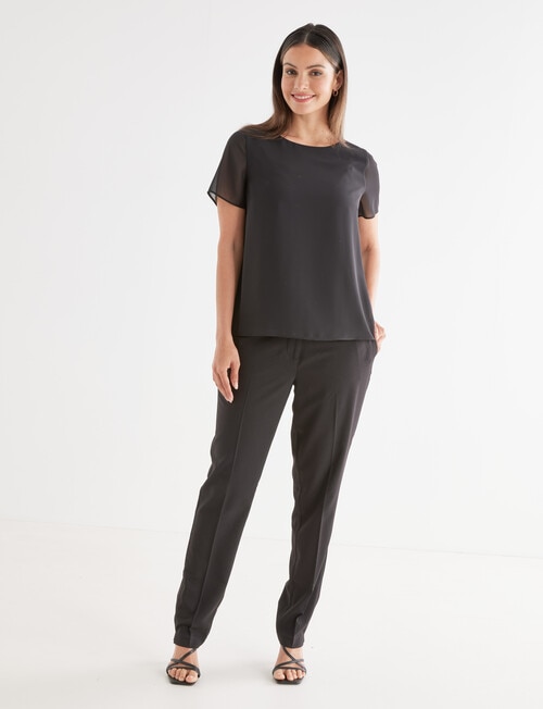 Oliver Black Short Sleeve Double Layer Top Black - Tops