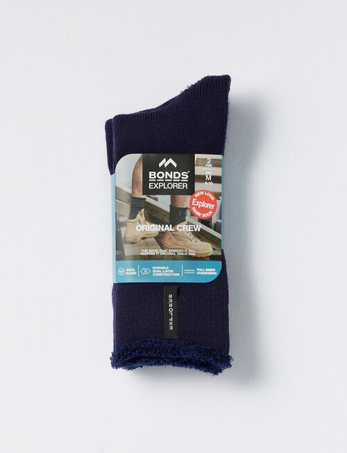 Bonds Explorer Wool Crew Sock, 2-Pack, Navy product photo View 02 L