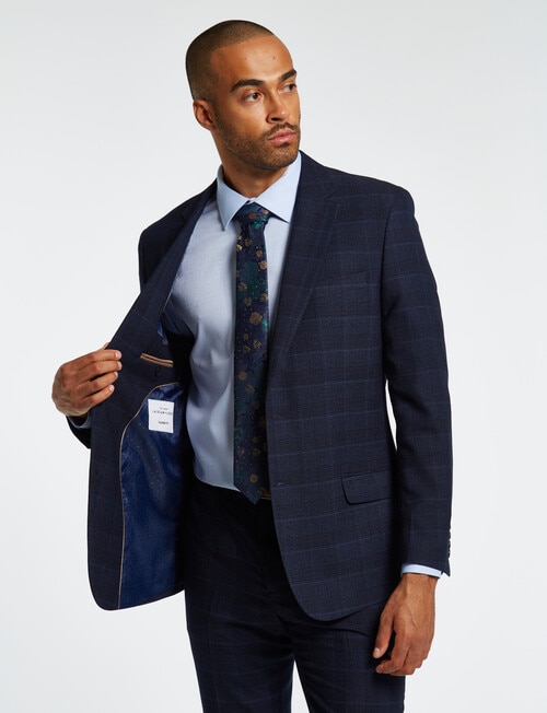 Laidlaw + Leeds Check Tailored Jacket, Navy product photo View 04 L