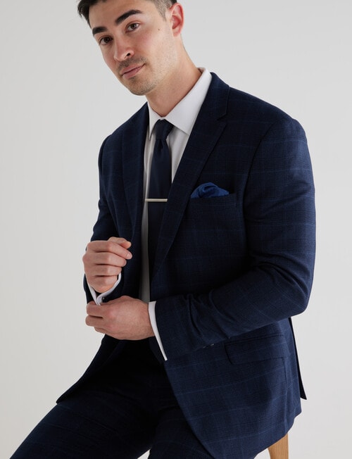 Laidlaw + Leeds Check Tailored Jacket, Navy product photo View 04 L