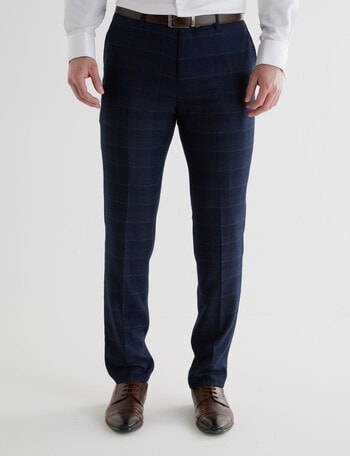 Laidlaw + Leeds Check Tailored Pant, Navy product photo