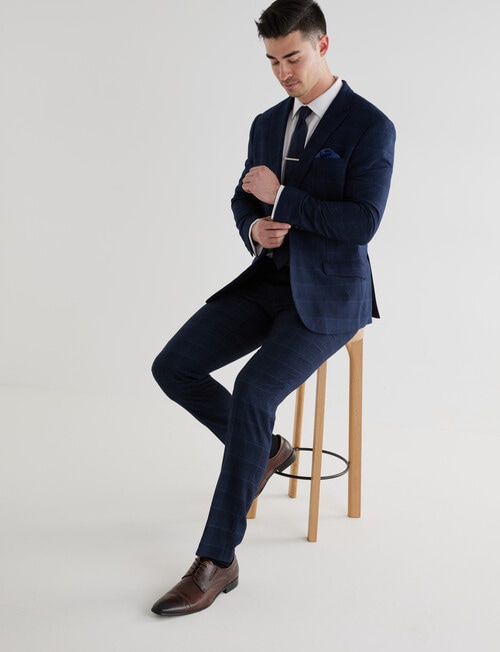 Laidlaw + Leeds Check Tailored Pant, Navy product photo View 03 L