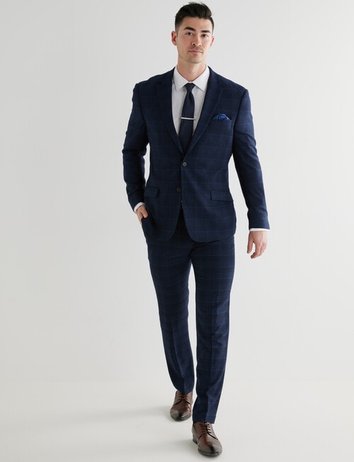 Laidlaw + Leeds Check Tailored Pant, Navy product photo View 05 L