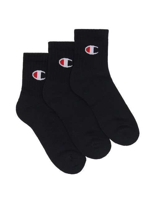 Champion Cushion Quarter Crew Socks, 3-Pack, Black product photo View 02 L
