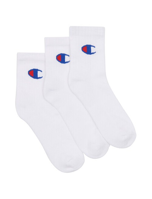 Champion Cushion Quarter Crew Socks, 3-Pack, White product photo View 02 L
