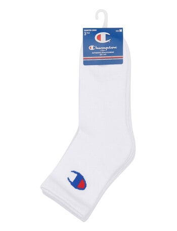 Champion Cushion Quarter Crew Socks, 3-Pack, White product photo