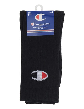 Champion Cushion Crew Sock, 3-Pack, Black - Socks