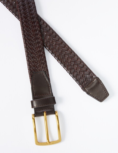 Laidlaw + Leeds Woven Plait Leather Belt, Brown product photo View 02 L