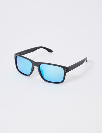 Gasoline Wayfarer Sunglasses, Matte Black & Blue product photo