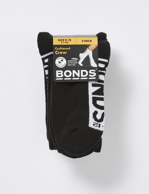 Bonds Logo Crew Sock, Black, 3-Pack product photo View 02 L