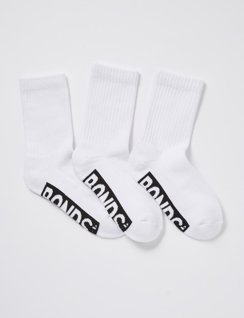 Bonds Logo Crew Sock, White, 3-Pack product photo