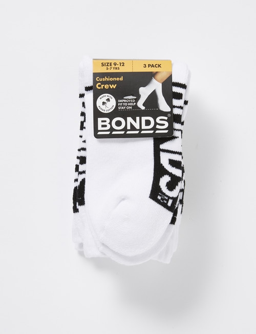 Bonds Logo Crew Sock, White, 3-Pack product photo View 02 L