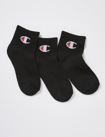 Champion Quarter-Crew Sock, 3-Pack, Black product photo
