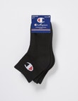 Champion Quarter-Crew Sock, 3-Pack, Black product photo View 02 S