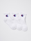 Champion Quarter-Crew Sock, 3-Pack, White product photo